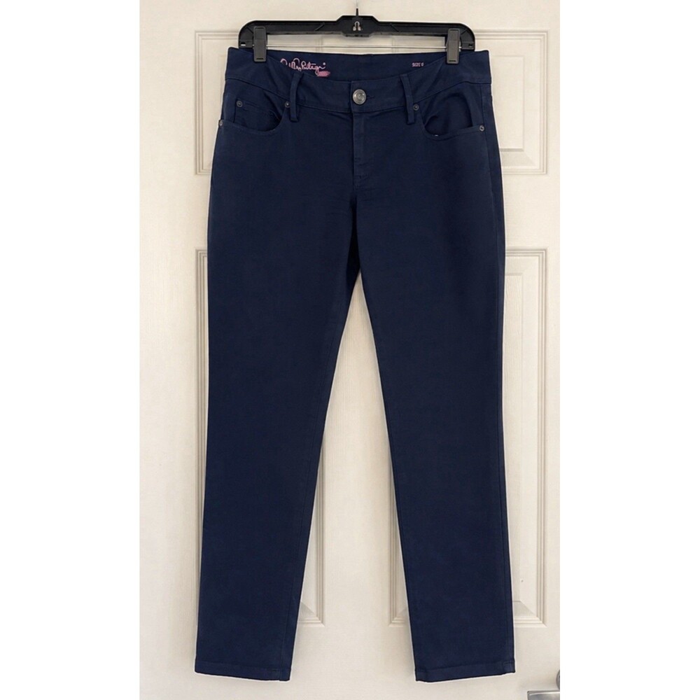 Lilly Pulitzer Women’s Sz 6 Navy Blue Pants Stretch Skinny Ankle Mid Rise Preppy